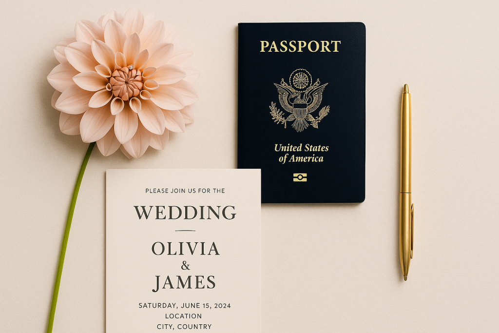 Flat lay of wedding planning essentials